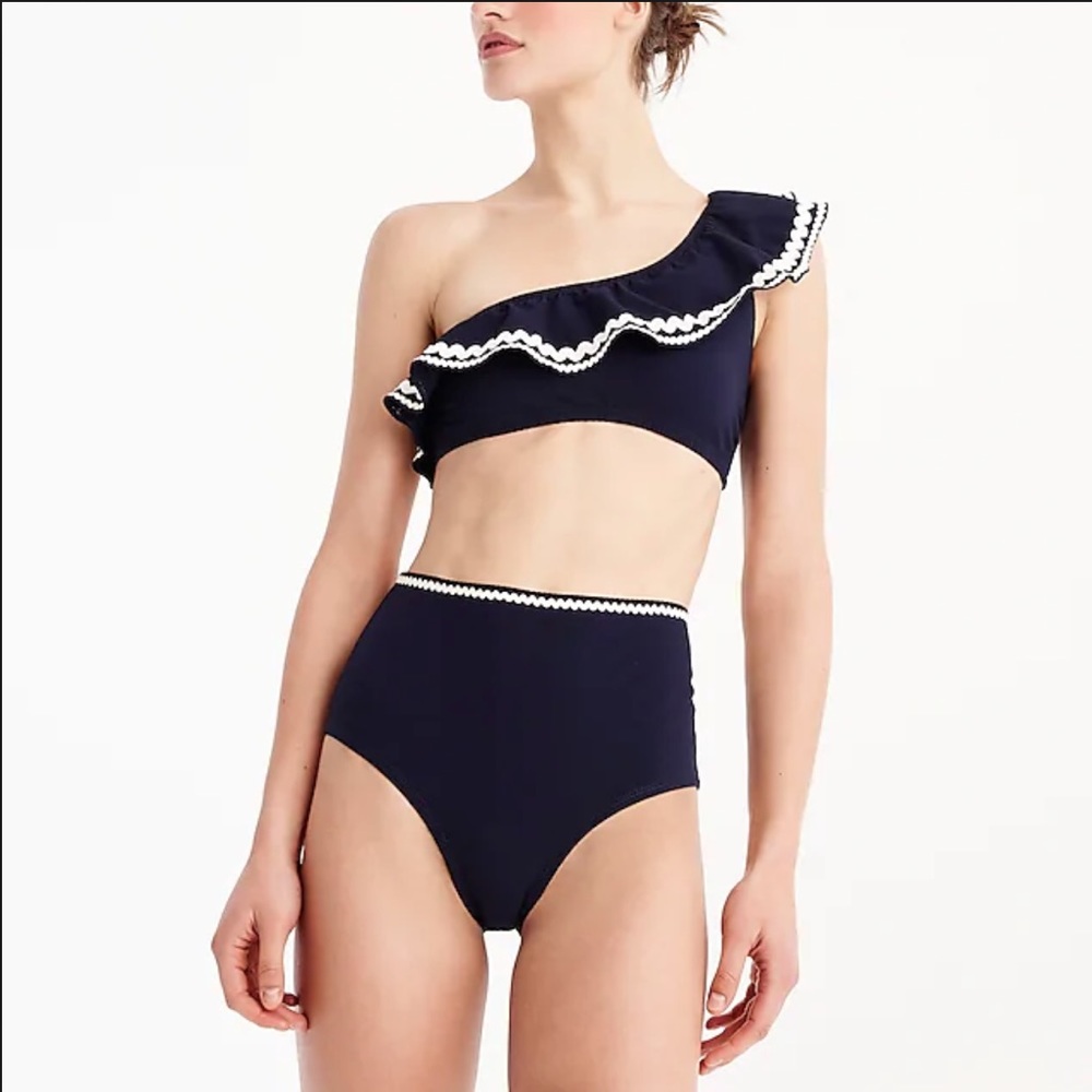 J Crew High Waisted Bikini with One Shoulder Top